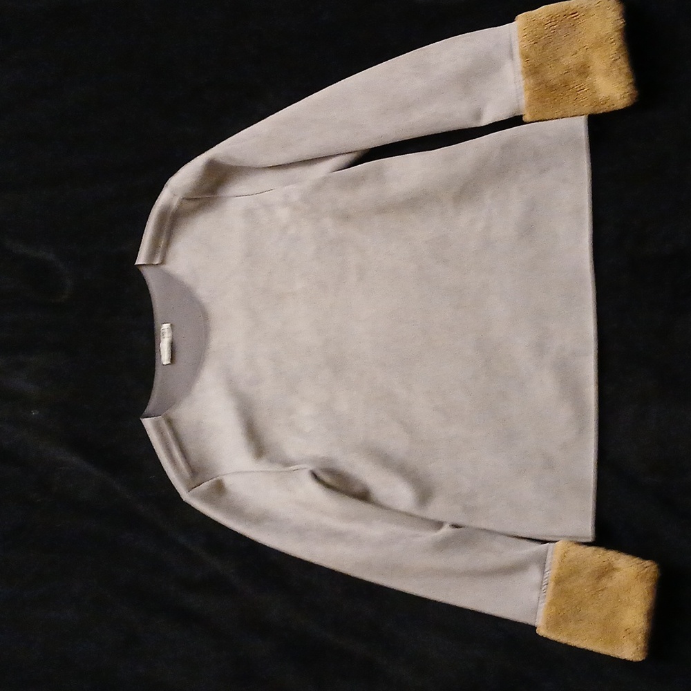 Zara grey with faux fur sleeves suede fabric in pristine condition